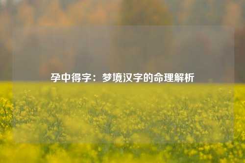 孕中得字：梦境汉字的命理解析